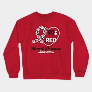 Go Red Heart Disease Awareness Cartoon Crewneck Sweatshirt